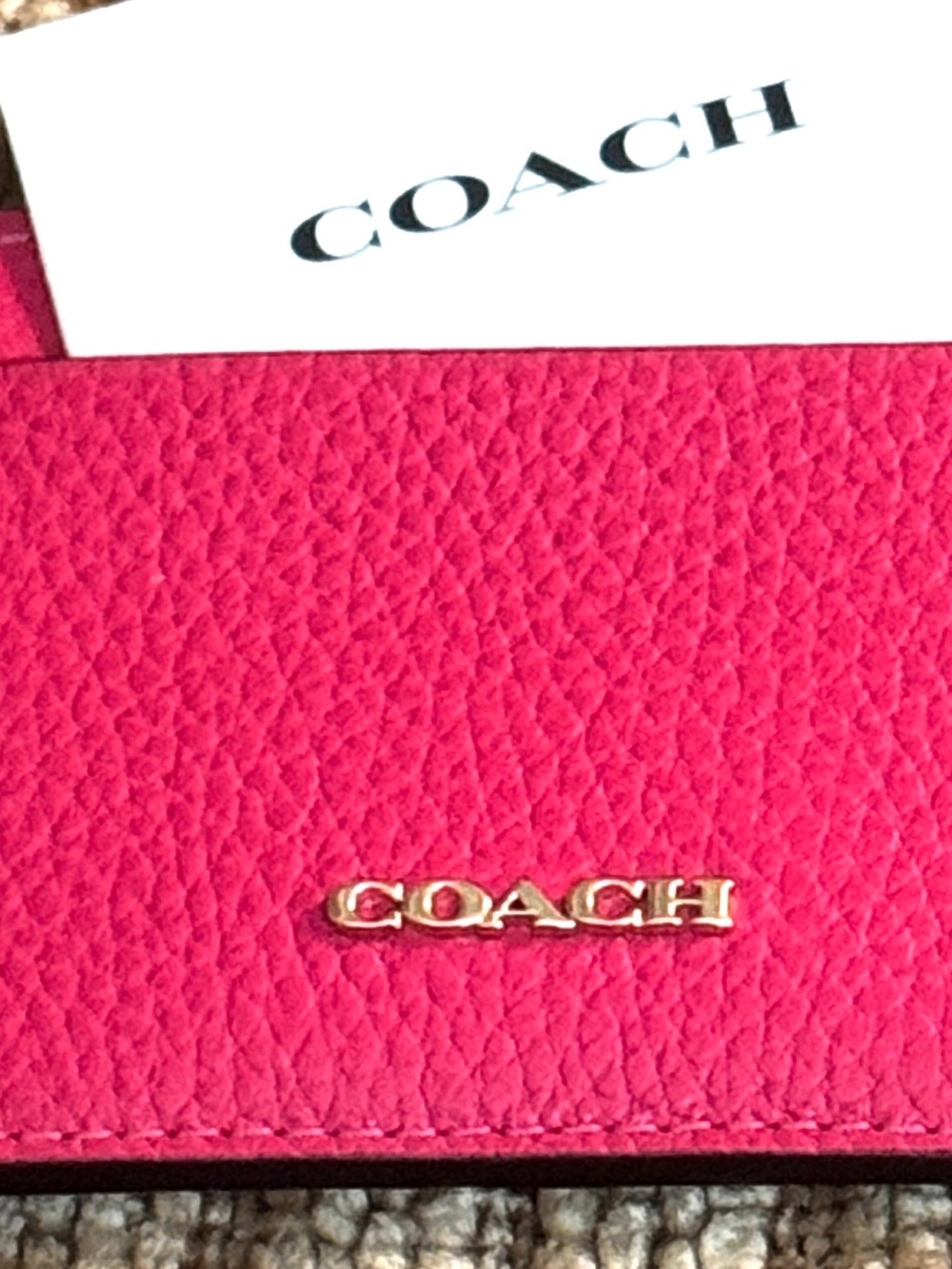 COACH Leather Electric Pink Card Case - Picture 10 of 15